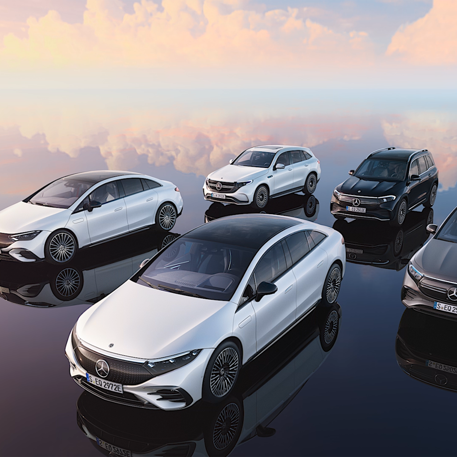 Mercedes-Benz | Genel bakış Elektrikli modellerin yandan ön görünümü